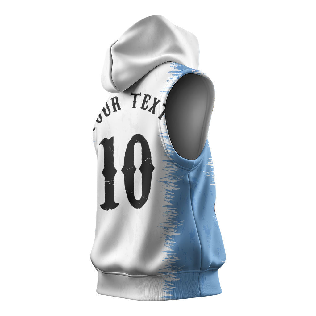 Personalized Argentina Football La Seleccion Sleeveless Hoodie Argentinian Horse Soccer Mascot Patriotic Grunge