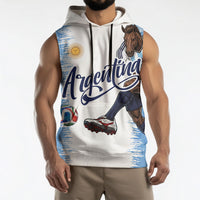 Personalized Argentina Football La Seleccion Sleeveless Hoodie Argentinian Horse Soccer Mascot Patriotic Grunge