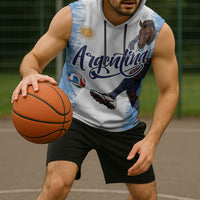 Personalized Argentina Football La Seleccion Sleeveless Hoodie Argentinian Horse Soccer Mascot Patriotic Grunge