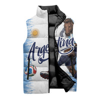 Personalized Argentina Football La Seleccion Sleeveless Puffer Jacket Argentinian Horse Soccer Mascot Patriotic Grunge