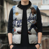 Personalized Argentina Football La Seleccion Sleeveless Puffer Jacket Argentinian Horse Soccer Mascot Patriotic Grunge