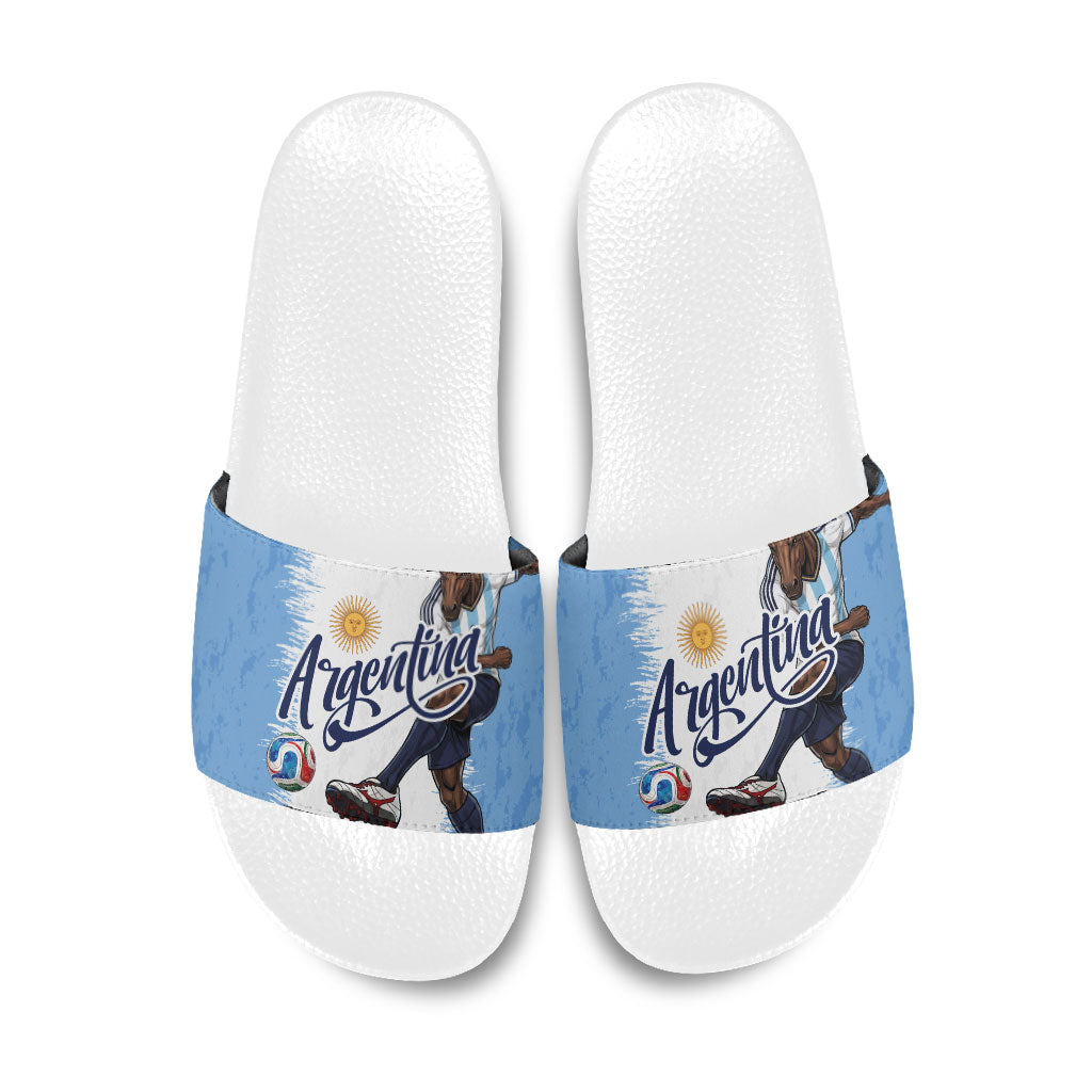 Argentina Football La Seleccion Slide Sandals Argentinian Horse Soccer Mascot Patriotic Grunge