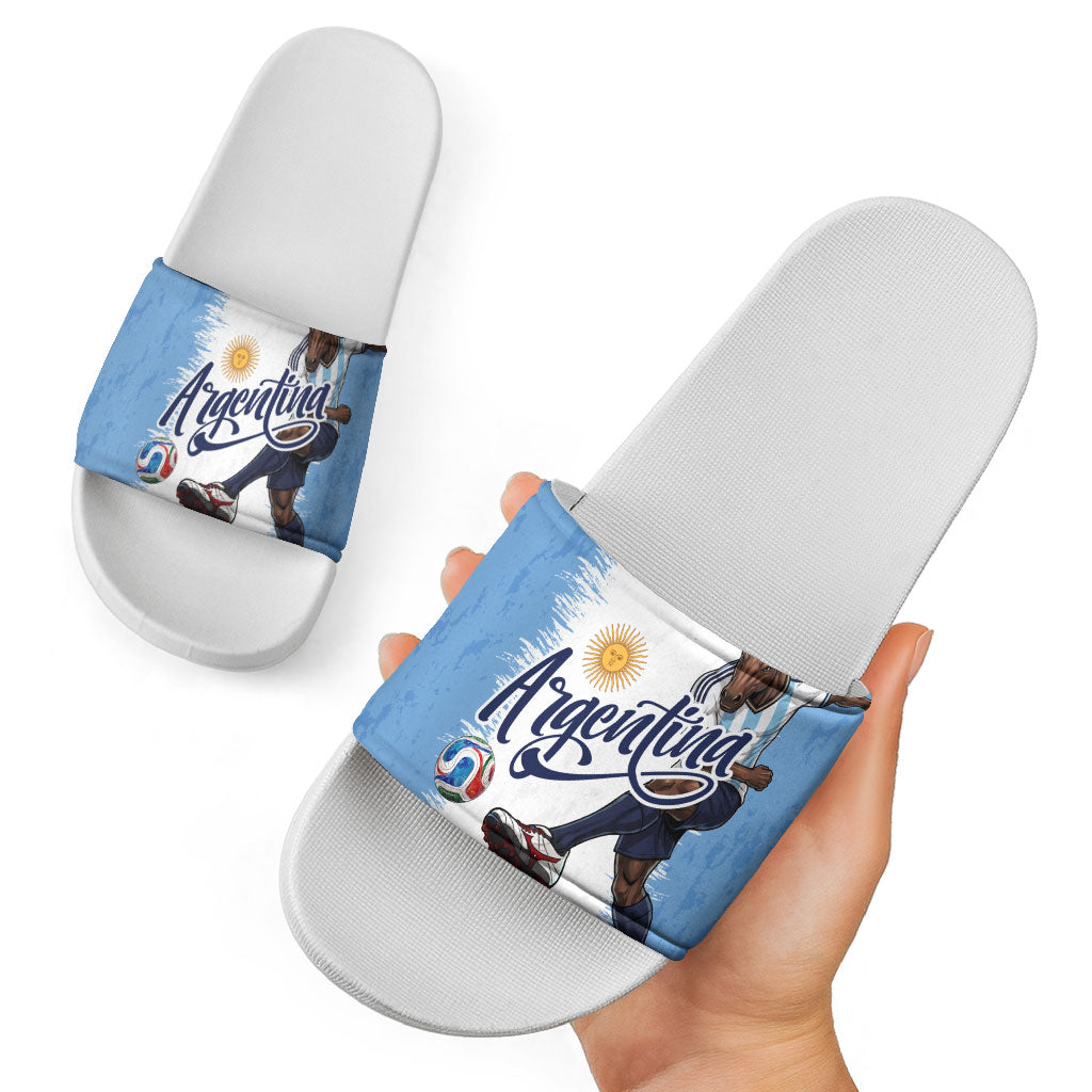 Argentina Football La Seleccion Slide Sandals Argentinian Horse Soccer Mascot Patriotic Grunge