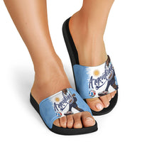 Argentina Football La Seleccion Slide Sandals Argentinian Horse Soccer Mascot Patriotic Grunge