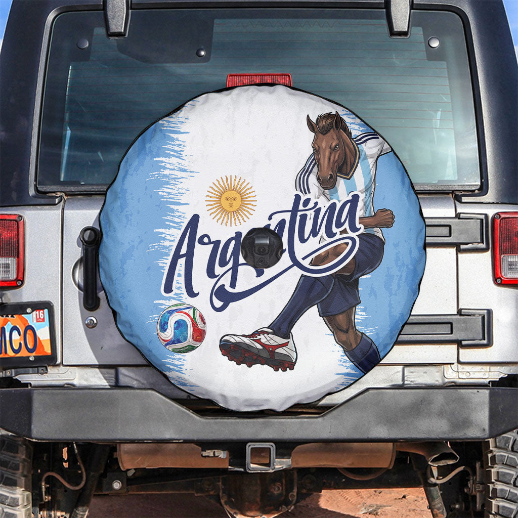 Argentina Football La Seleccion Spare Tire Cover Argentinian Horse Soccer Mascot Patriotic Grunge