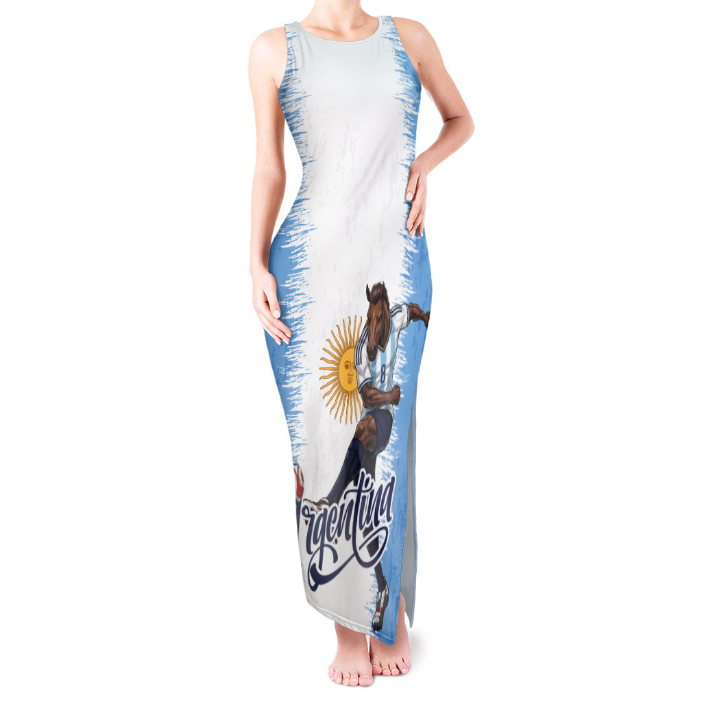 Personalized Argentina Football La Seleccion Tank Maxi Dress Argentinian Horse Soccer Mascot Patriotic Grunge