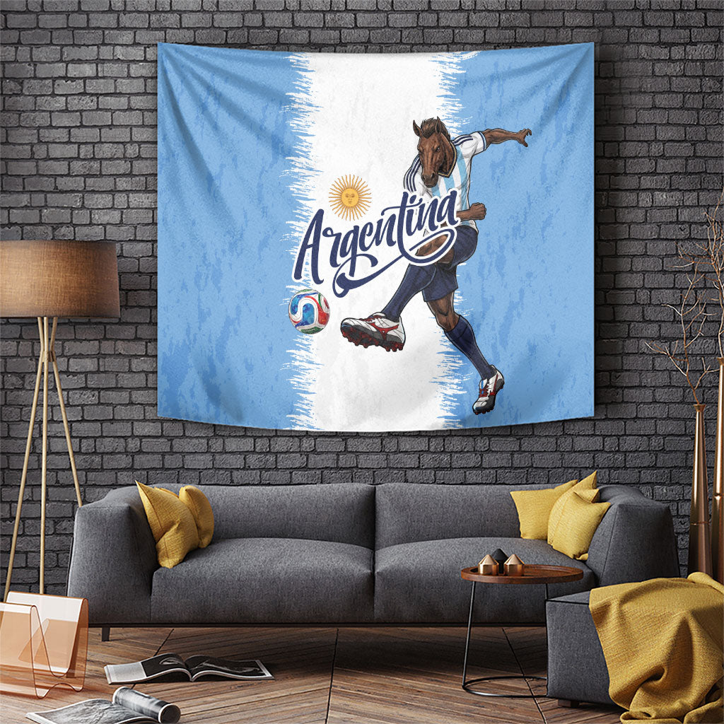 Argentina Football La Seleccion Tapestry Argentinian Horse Soccer Mascot Patriotic Grunge