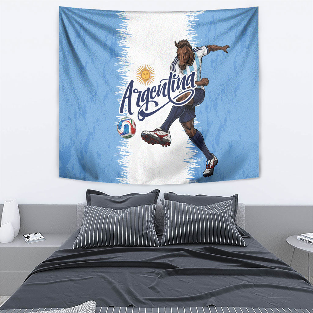 Argentina Football La Seleccion Tapestry Argentinian Horse Soccer Mascot Patriotic Grunge