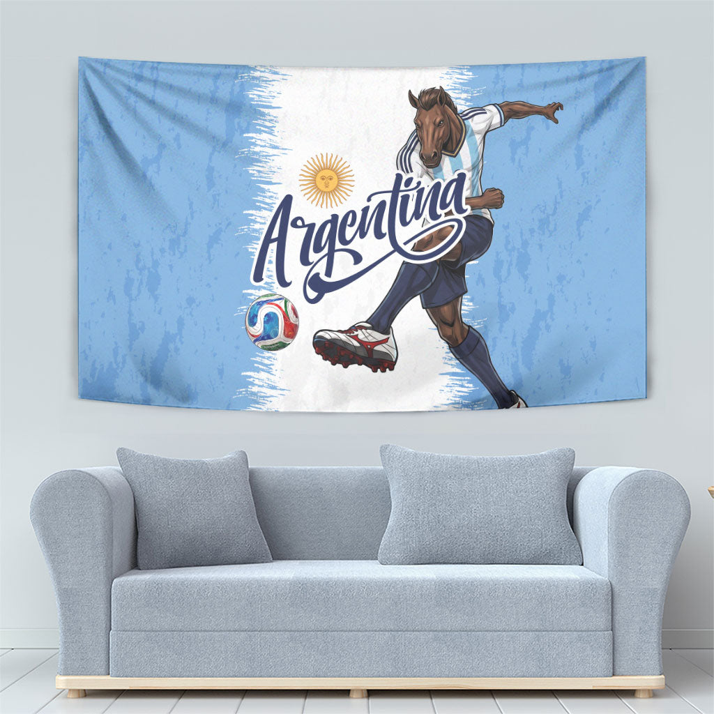 Argentina Football La Seleccion Tapestry Argentinian Horse Soccer Mascot Patriotic Grunge