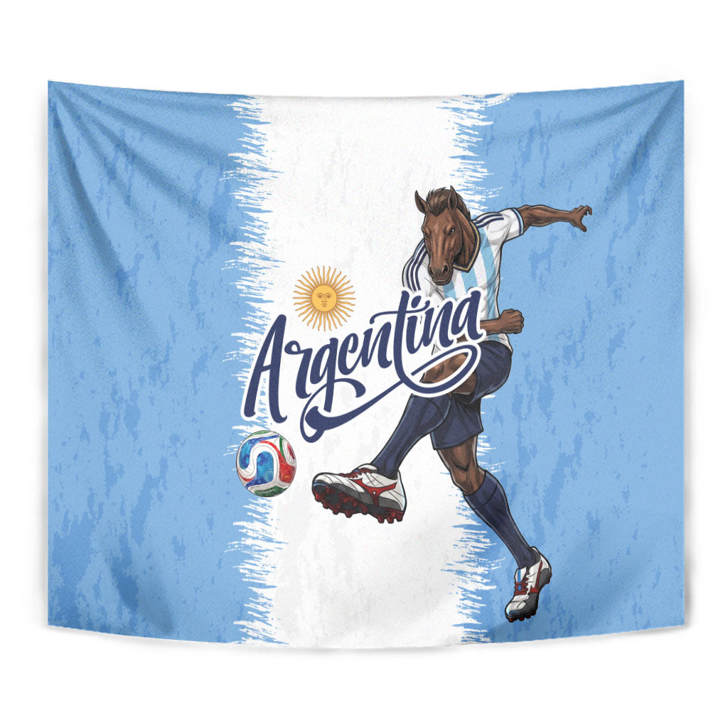 Argentina Football La Seleccion Tapestry Argentinian Horse Soccer Mascot Patriotic Grunge