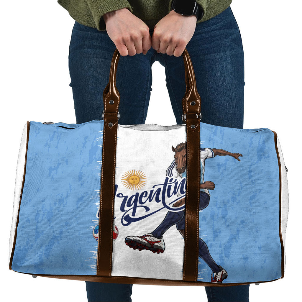 Argentina Football La Seleccion Travel Bag Argentinian Horse Soccer Mascot Patriotic Grunge