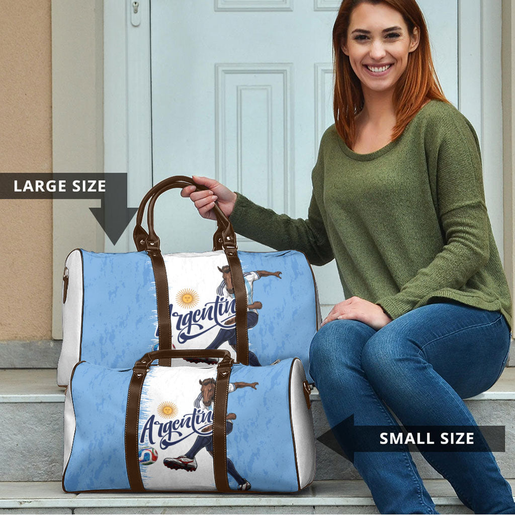Argentina Football La Seleccion Travel Bag Argentinian Horse Soccer Mascot Patriotic Grunge