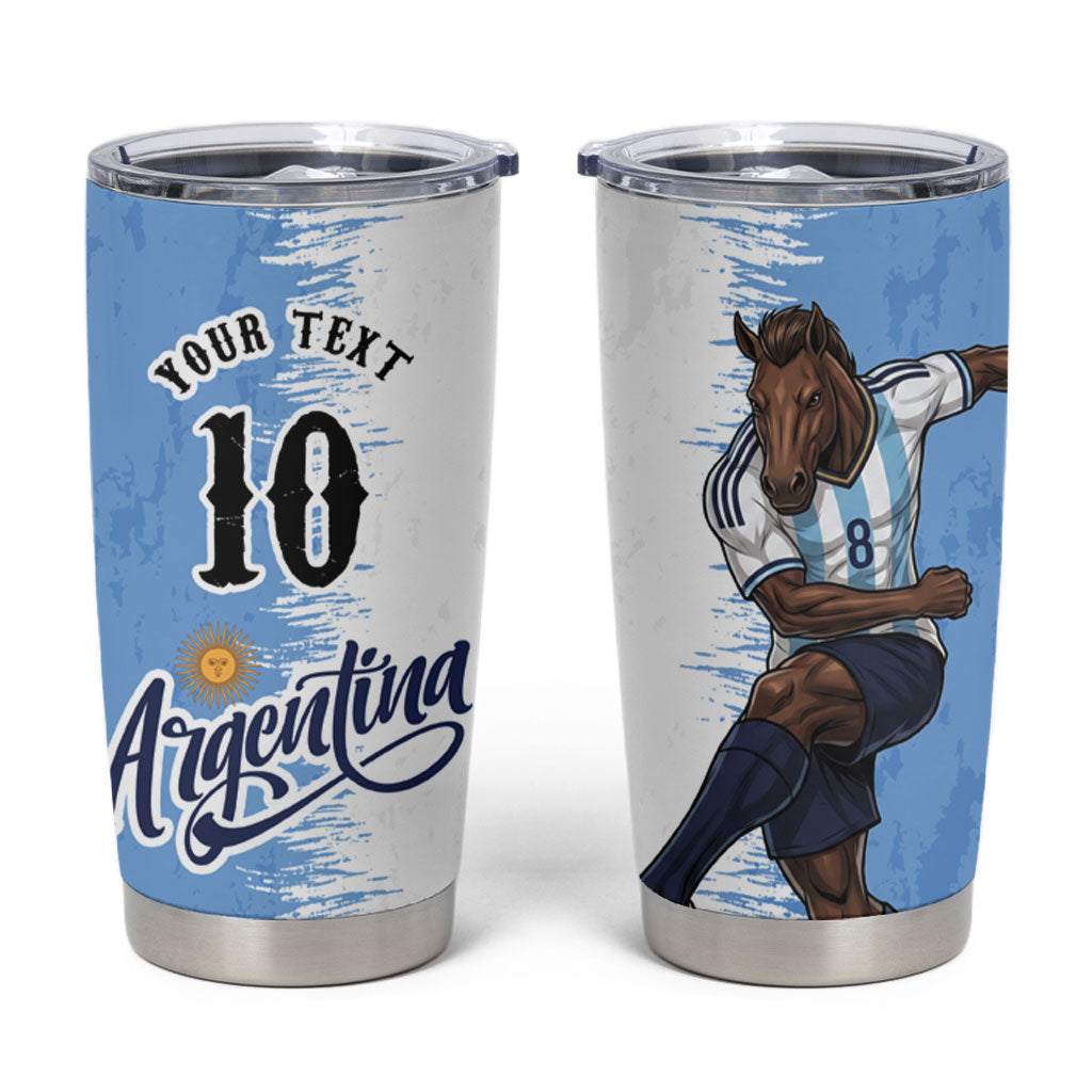 Personalized Argentina Football La Seleccion Tumbler Cup Argentinian Horse Soccer Mascot Patriotic Grunge