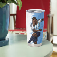 Personalized Argentina Football La Seleccion Tumbler Cup Argentinian Horse Soccer Mascot Patriotic Grunge