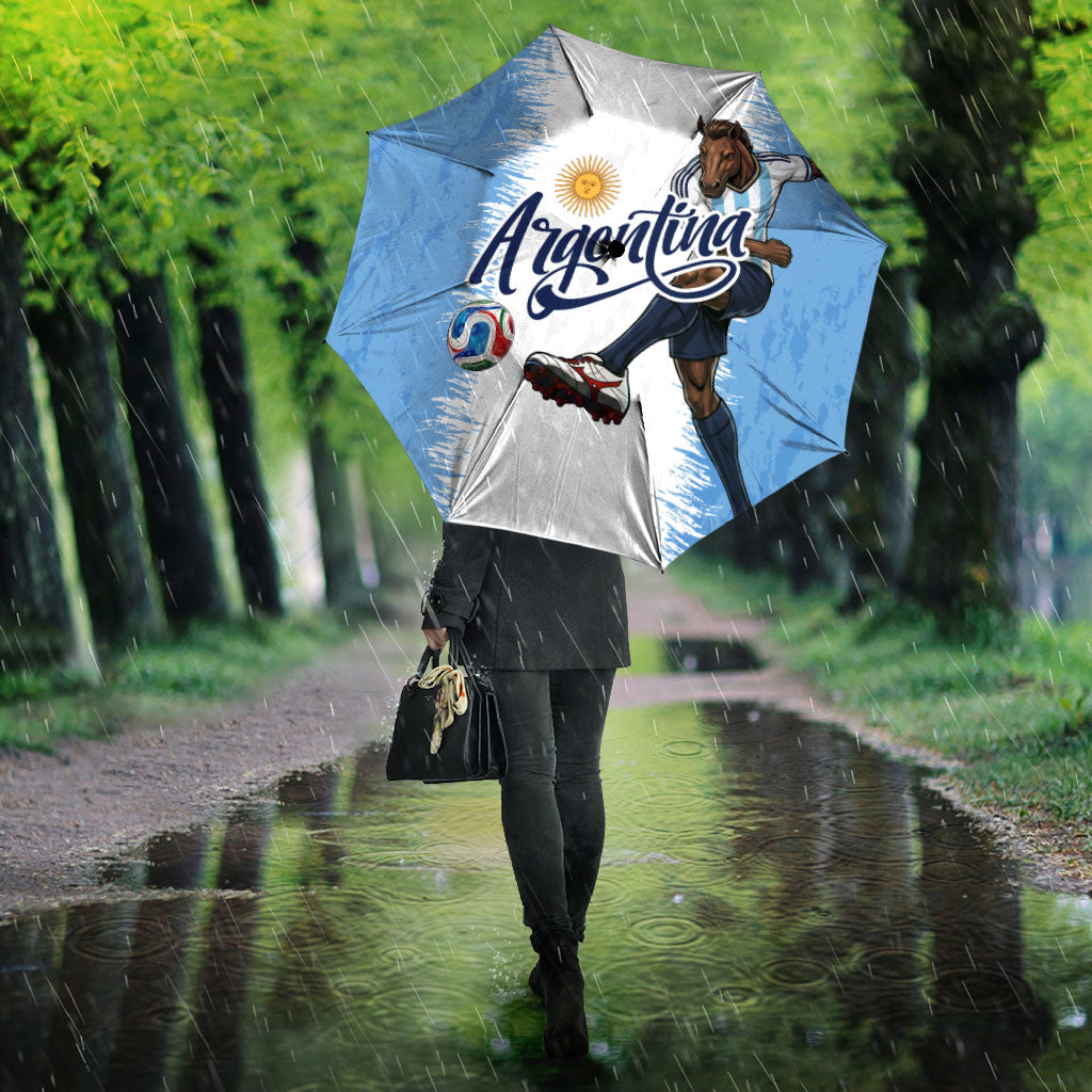 Argentina Football La Seleccion Umbrella Argentinian Horse Soccer Mascot Patriotic Grunge