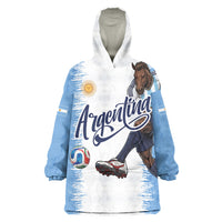 Personalized Argentina Football La Seleccion Wearable Blanket Hoodie Argentinian Horse Soccer Mascot Patriotic Grunge