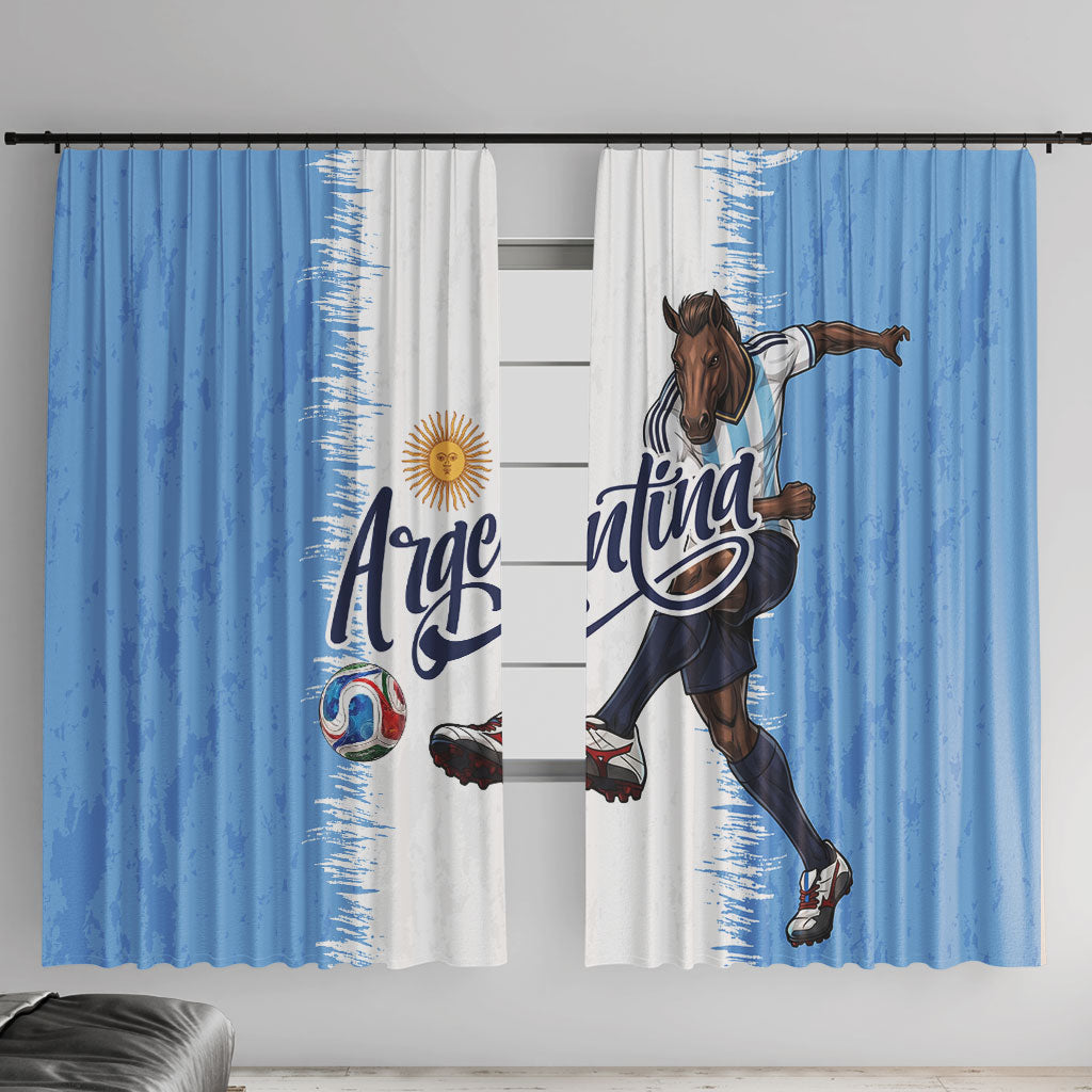 Argentina Football La Seleccion Window Curtain Argentinian Horse Soccer Mascot Patriotic Grunge