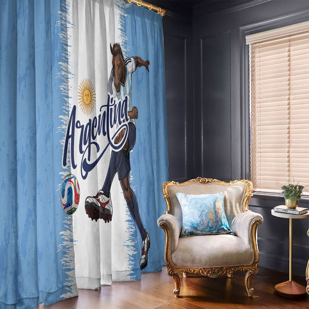 Argentina Football La Seleccion Window Curtain Argentinian Horse Soccer Mascot Patriotic Grunge