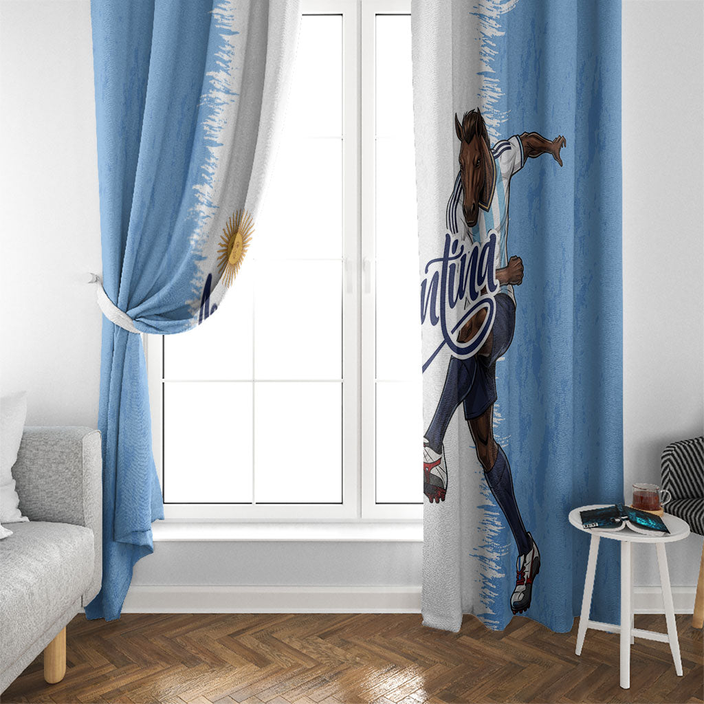 Argentina Football La Seleccion Window Curtain Argentinian Horse Soccer Mascot Patriotic Grunge