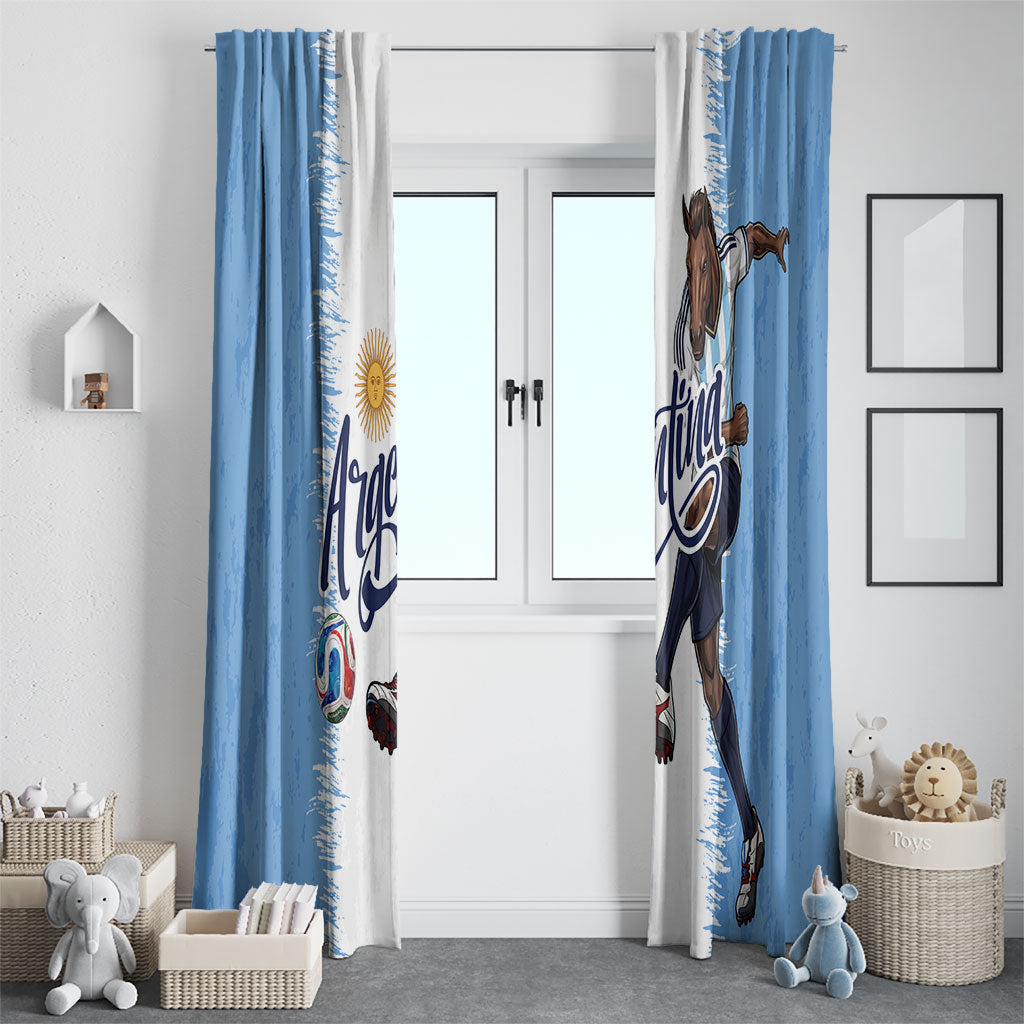Argentina Football La Seleccion Window Curtain Argentinian Horse Soccer Mascot Patriotic Grunge