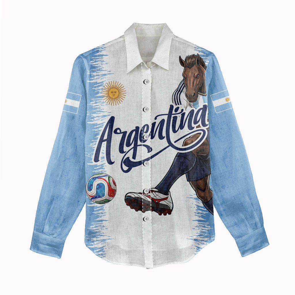 Personalized Argentina Football La Seleccion Women Casual Shirt Argentinian Horse Soccer Mascot Patriotic Grunge