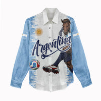 Personalized Argentina Football La Seleccion Women Casual Shirt Argentinian Horse Soccer Mascot Patriotic Grunge