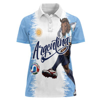 Personalized Argentina Football La Seleccion Women Polo Shirt Argentinian Horse Soccer Mascot Patriotic Grunge