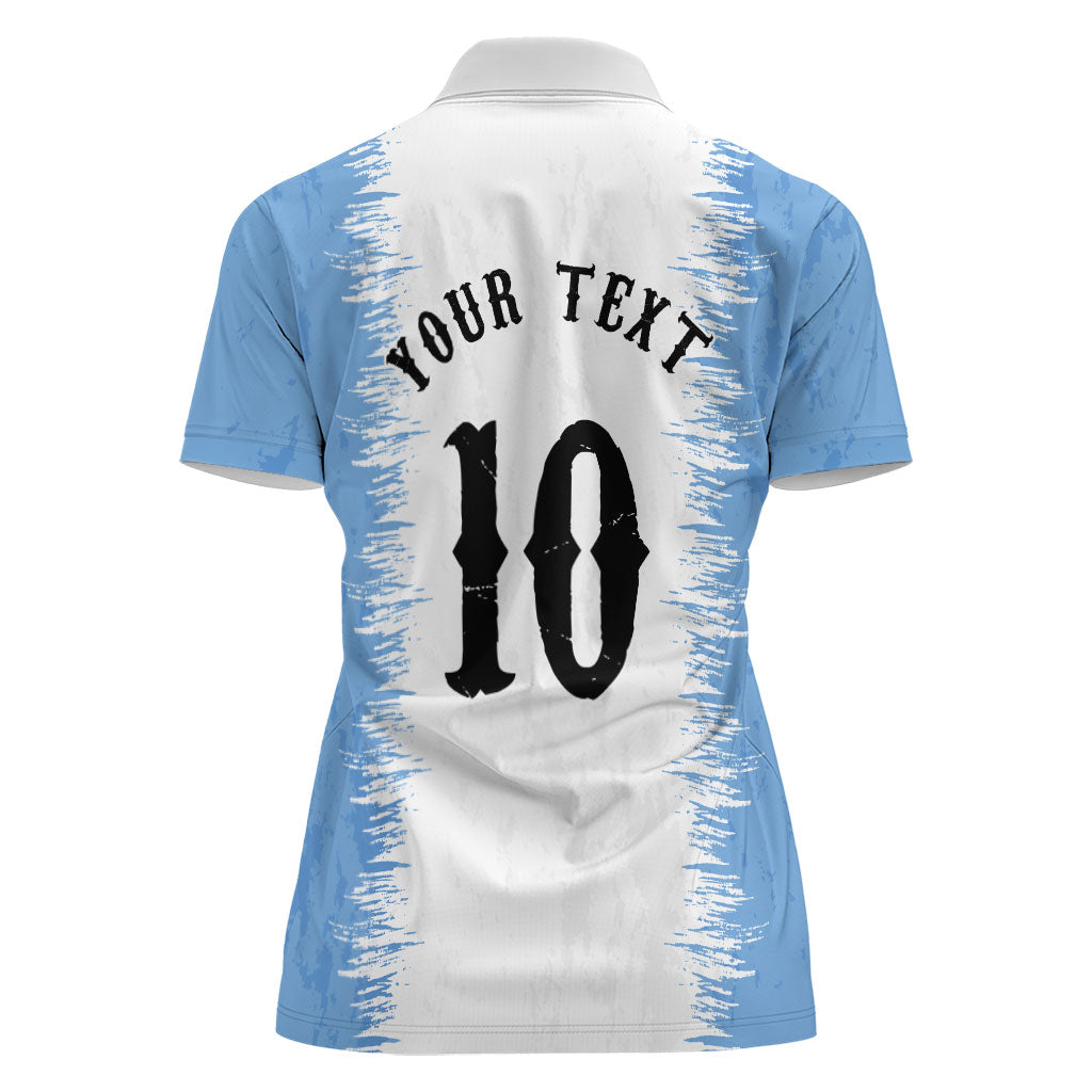 Personalized Argentina Football La Seleccion Women Polo Shirt Argentinian Horse Soccer Mascot Patriotic Grunge