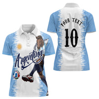 Personalized Argentina Football La Seleccion Women Polo Shirt Argentinian Horse Soccer Mascot Patriotic Grunge