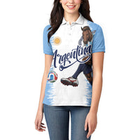 Personalized Argentina Football La Seleccion Women Polo Shirt Argentinian Horse Soccer Mascot Patriotic Grunge