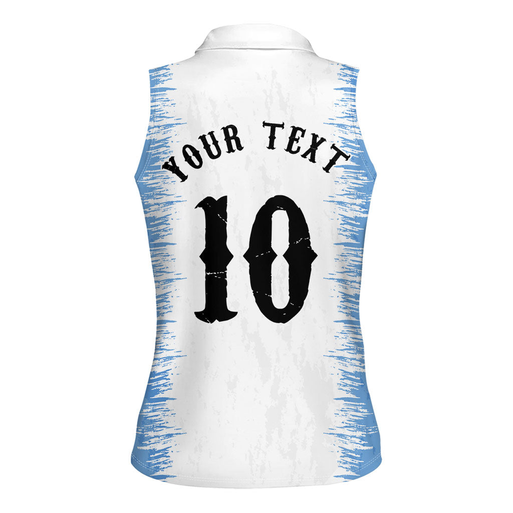 Personalized Argentina Football La Seleccion Women Sleeveless Polo Shirt Argentinian Horse Soccer Mascot Patriotic Grunge