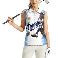 Personalized Argentina Football La Seleccion Women Sleeveless Polo Shirt Argentinian Horse Soccer Mascot Patriotic Grunge
