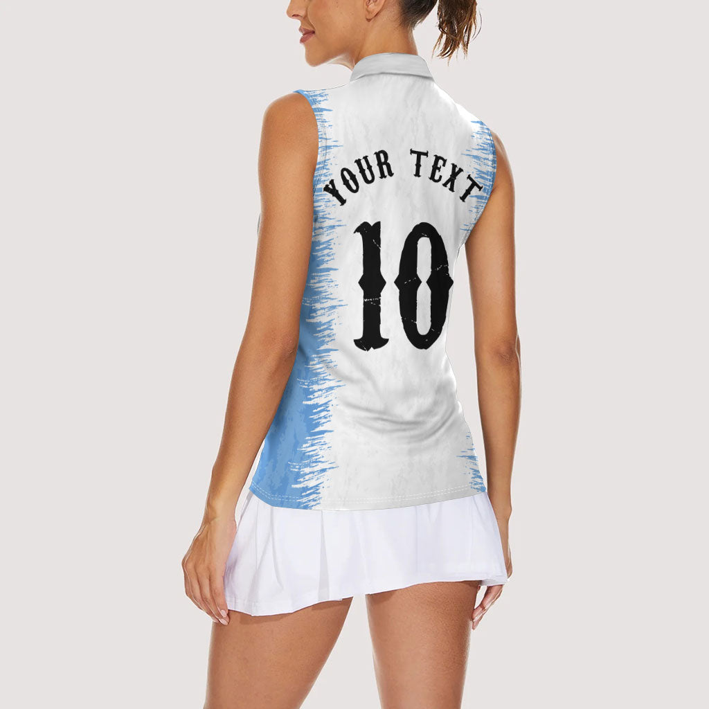 Personalized Argentina Football La Seleccion Women Sleeveless Polo Shirt Argentinian Horse Soccer Mascot Patriotic Grunge