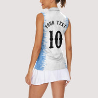 Personalized Argentina Football La Seleccion Women Sleeveless Polo Shirt Argentinian Horse Soccer Mascot Patriotic Grunge