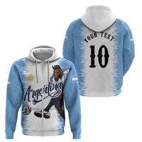 Personalized Argentina Football La Seleccion Zip Hoodie Argentinian Horse Soccer Mascot Patriotic Grunge