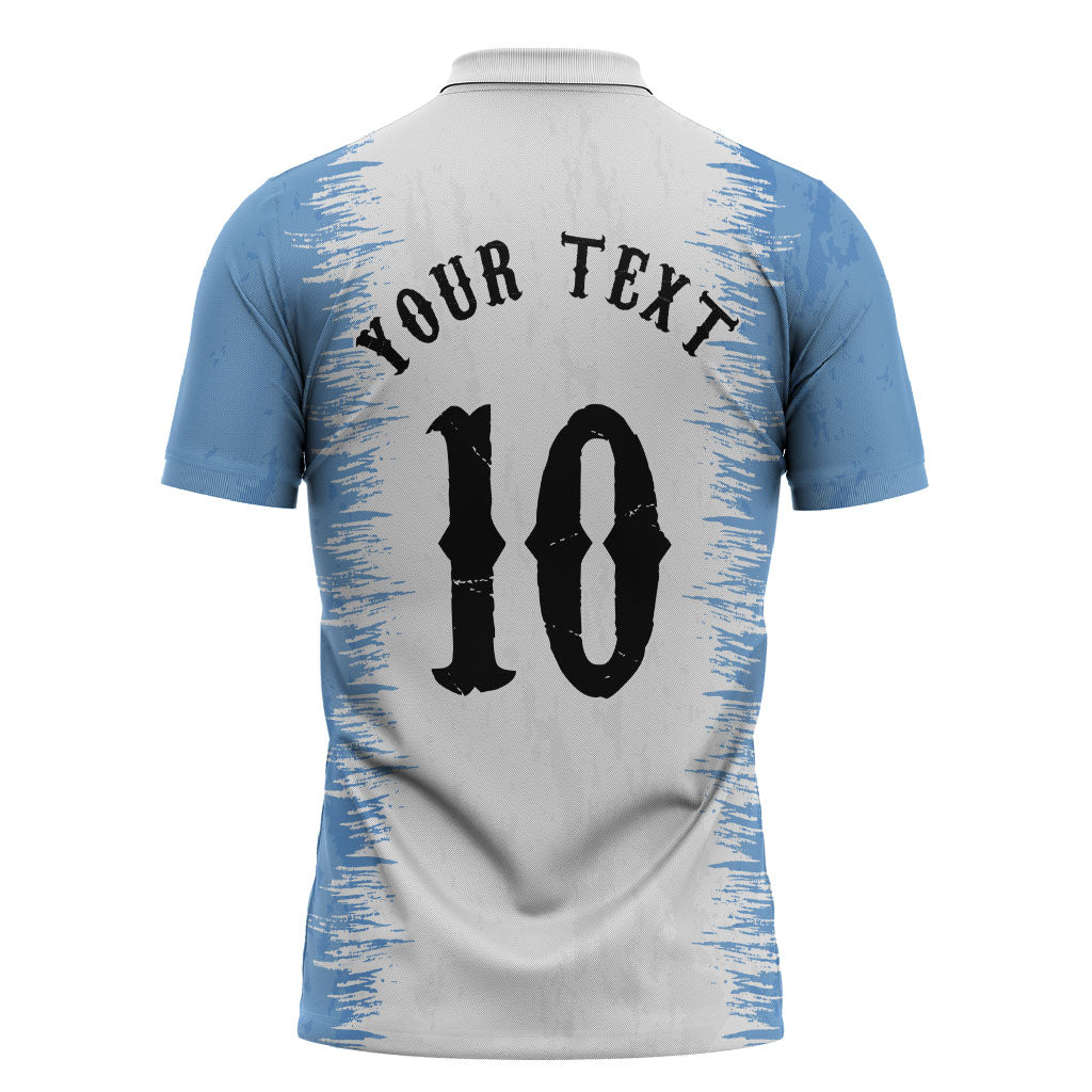 Personalized Argentina Football La Seleccion Zipper Polo Shirt Argentinian Horse Soccer Mascot Patriotic Grunge