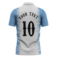 Personalized Argentina Football La Seleccion Zipper Polo Shirt Argentinian Horse Soccer Mascot Patriotic Grunge