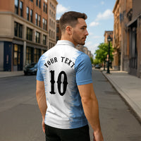Personalized Argentina Football La Seleccion Zipper Polo Shirt Argentinian Horse Soccer Mascot Patriotic Grunge