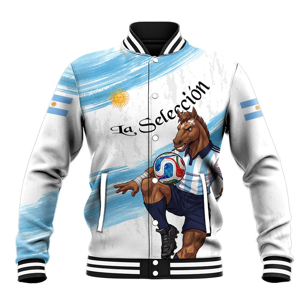 Personalized Argentina Football Baseball Jacket La Seleccion Horse - Sun Of May