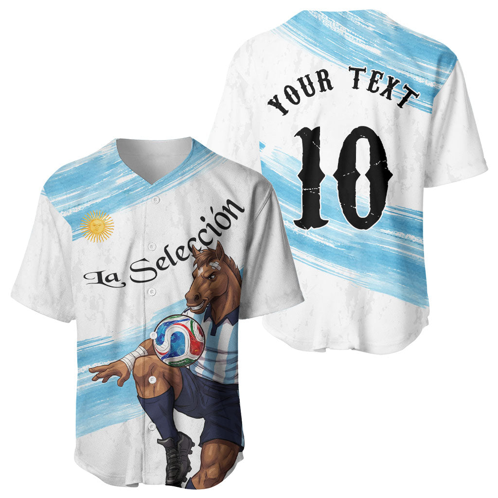 Personalized Argentina Football Baseball Jersey La Seleccion Horse - Sun Of May