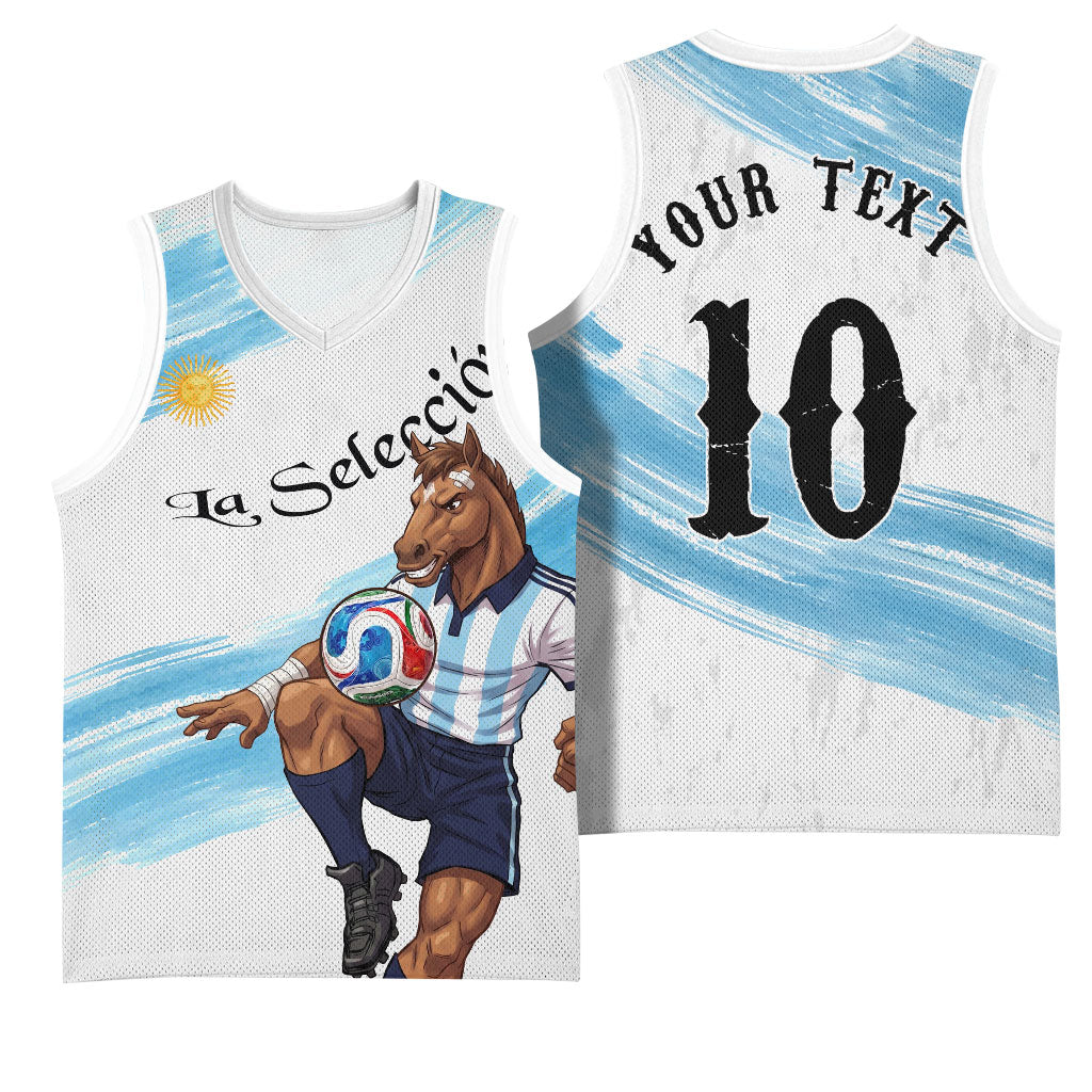 Personalized Argentina Football Basketball Jersey La Seleccion Horse - Sun Of May