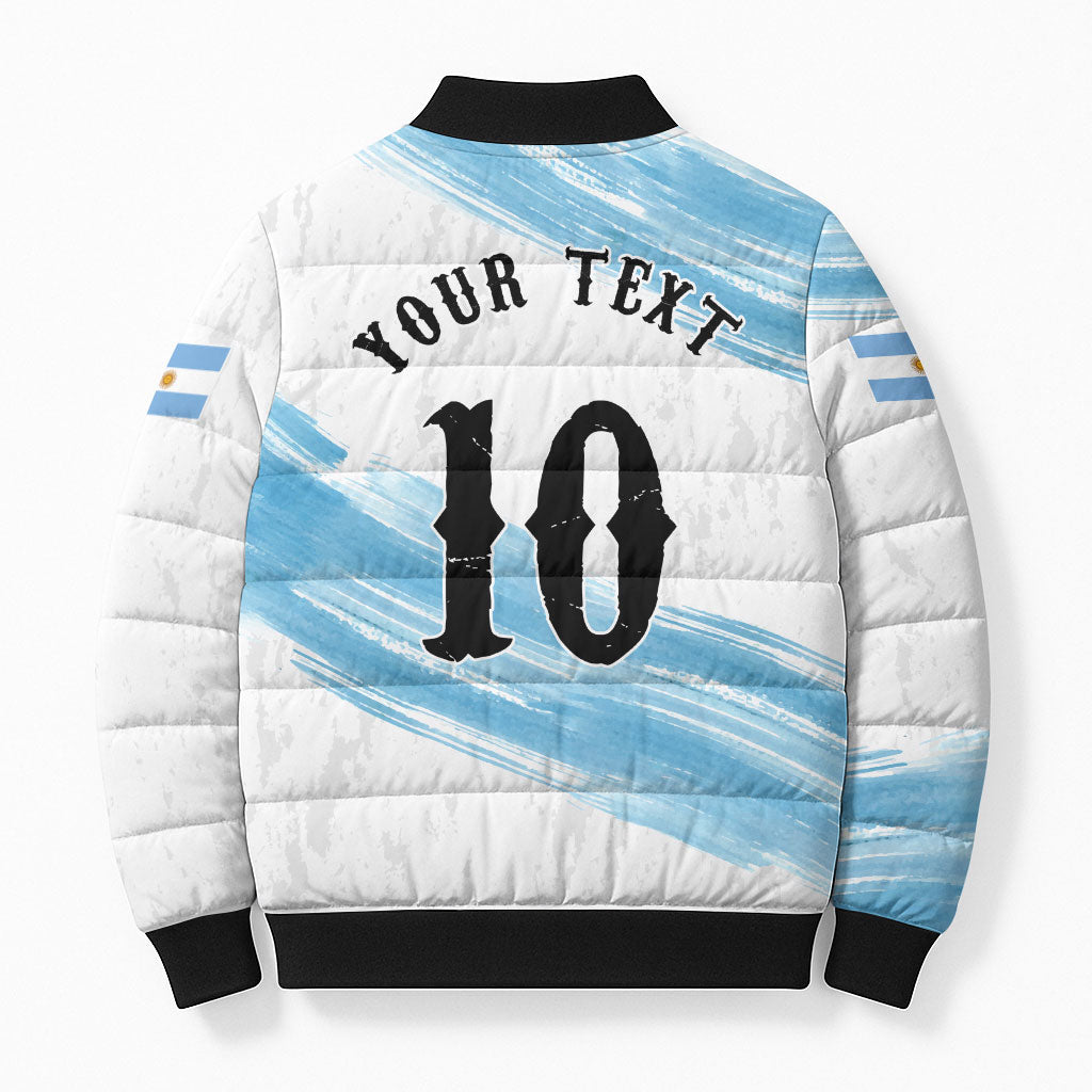 Personalized Argentina Football Bomber Puffer Jacket La Seleccion Horse - Sun Of May