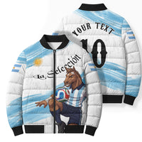 Personalized Argentina Football Bomber Puffer Jacket La Seleccion Horse - Sun Of May