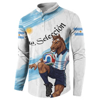 Personalized Argentina Football Button Sweatshirt La Seleccion Horse - Sun Of May