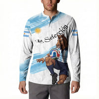 Personalized Argentina Football Button Sweatshirt La Seleccion Horse - Sun Of May