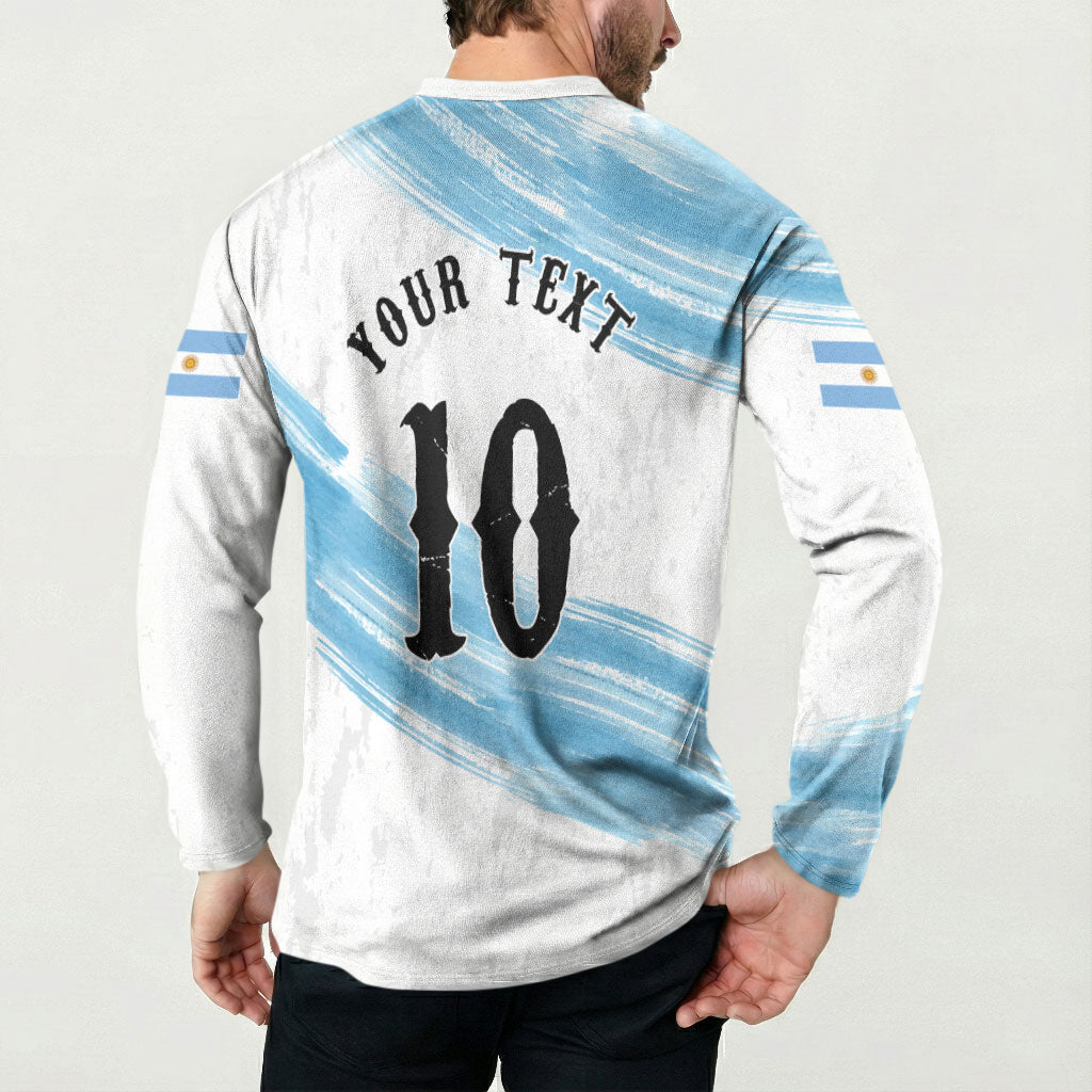 Personalized Argentina Football Button Sweatshirt La Seleccion Horse - Sun Of May