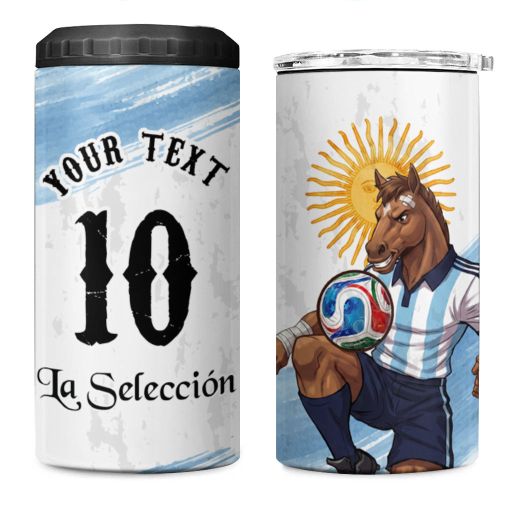 Personalized Argentina Football 4 in 1 Can Cooler Tumbler La Seleccion Horse - Sun Of May