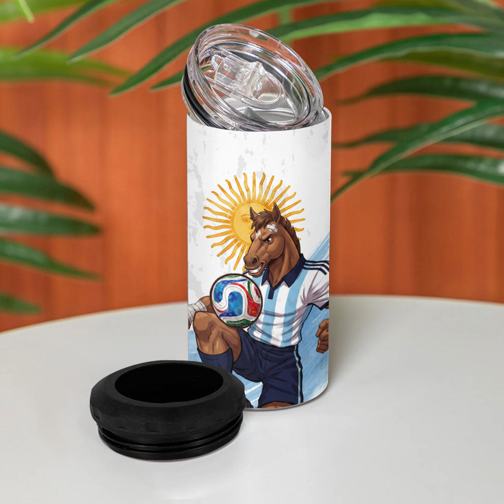 Personalized Argentina Football 4 in 1 Can Cooler Tumbler La Seleccion Horse - Sun Of May