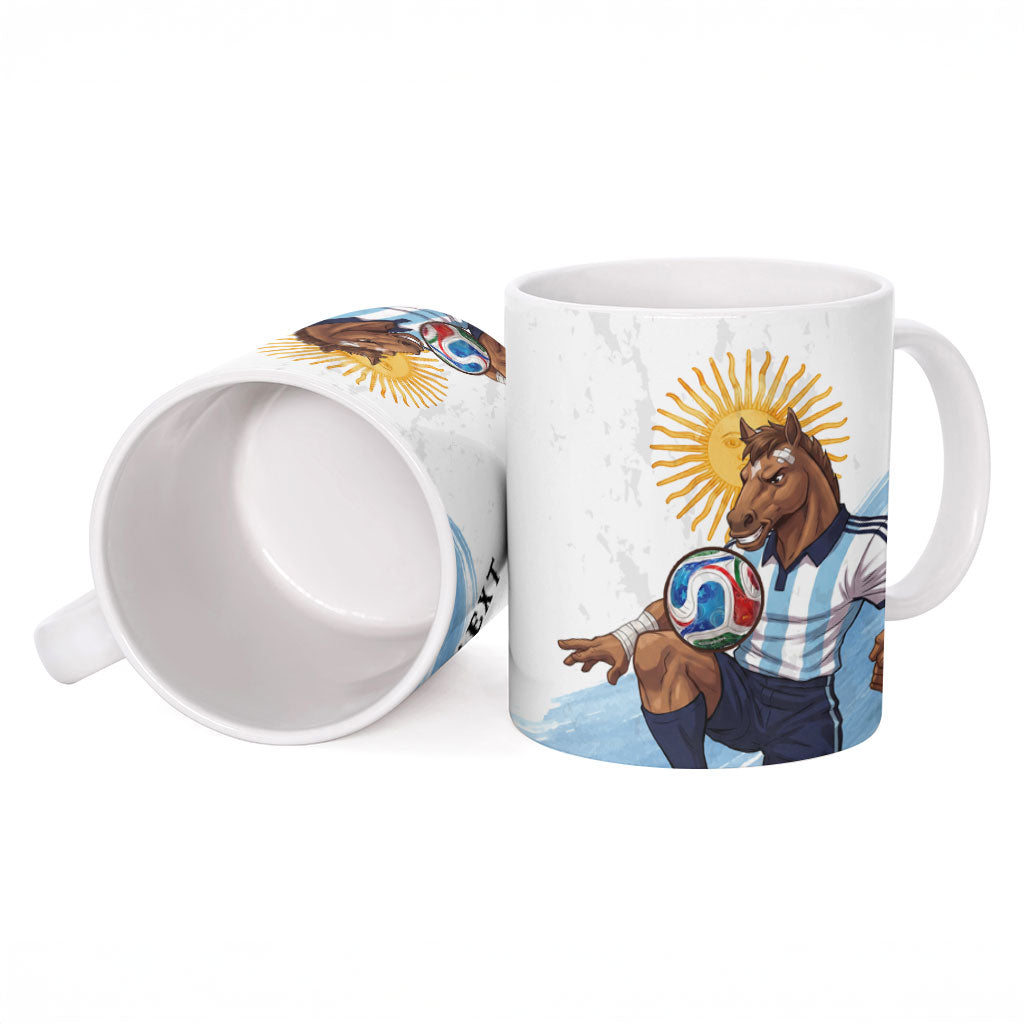 Personalized Argentina Football Ceramic Mug La Seleccion Horse - Sun Of May