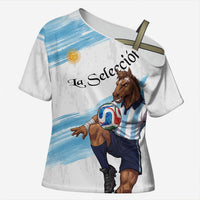 Personalized Argentina Football Cross Shoulder Shirt La Seleccion Horse - Sun Of May